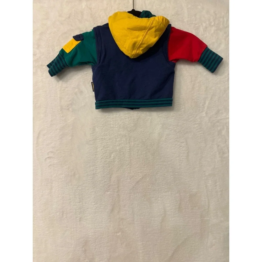 Vintage Gymboree‎ Colorblock Hoodie Jacket Navy Red Green Yellow Newborn Cotton